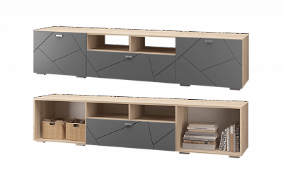Тумба под ТВ с ящиком Скайлайн Сонома и Графит МЛК