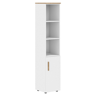Шкаф-колонка с глухой малой дверью Skyland ФОРТА (Forta) FHC 40.5(R) Белый Премиум / Дуб Гамильтон