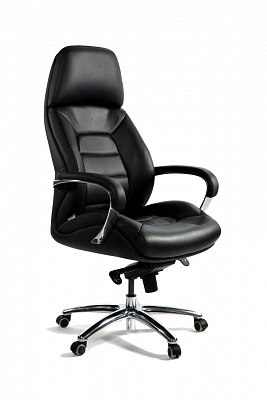 Кресло руководителя NORDEN Порше / Porsche натуральная кожа черный F181 black leather