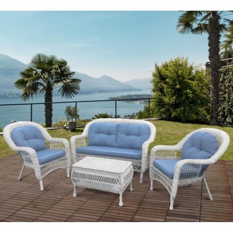 Комплект мебели из ротанга Afina Garden LV-520 White/Blue Белый